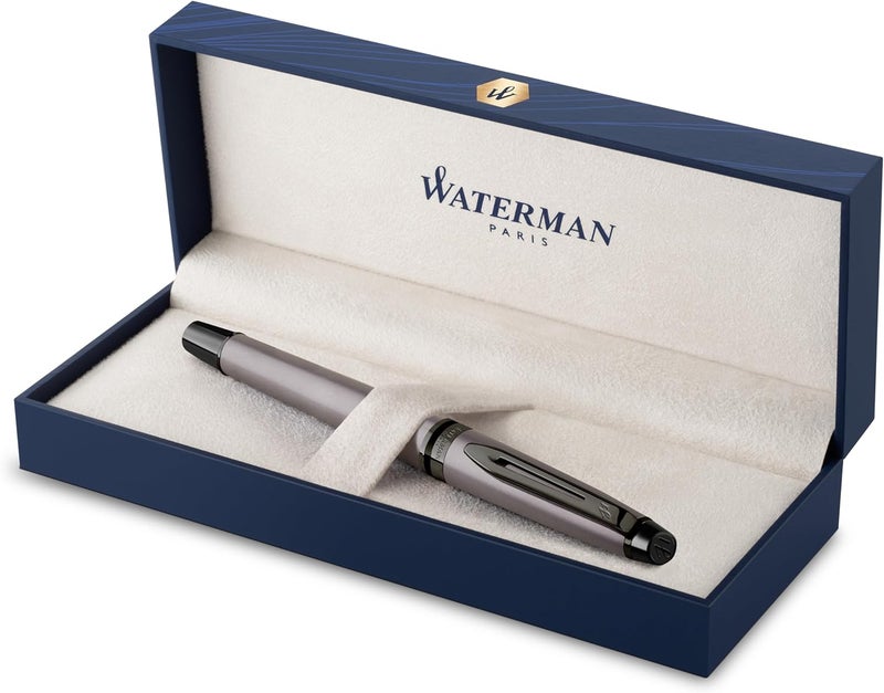 Waterman قلم حبر جاف ووتيرمان إكسبيرت - لامع أسود معدني مع حواف روثينيوم - نقطة متوسطة - علبة هدايا متضمنة - Image 1